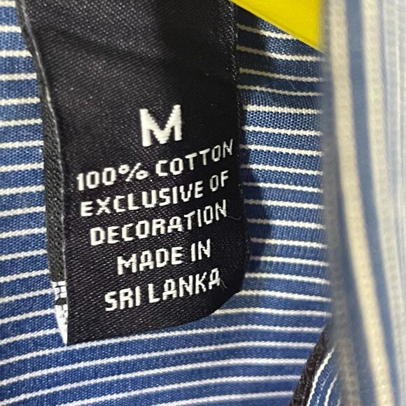 Roundtree & Yorke Blue & White Striped Cotton mens's  Button-Down Shirt M - Picture 3 of 15
